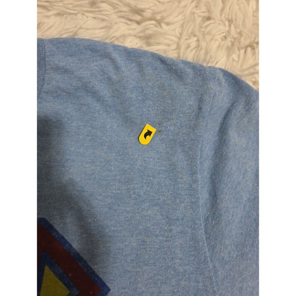 Superman Distressed Logo DC Men's size Large Heather Blue, Yellow, Red T-Shirt - Picture 5 of 7